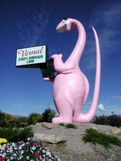 Pink dinosaur model at Vernal, Utah.